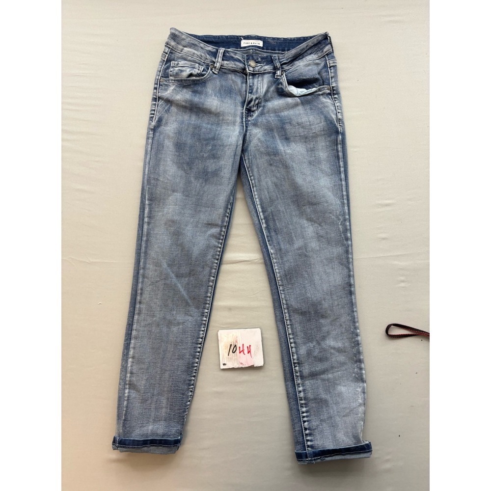 Fire & Rain Skinny Jeans Womens 7 Light Wash Blue Denim Stretch Cuffed Slim Fit